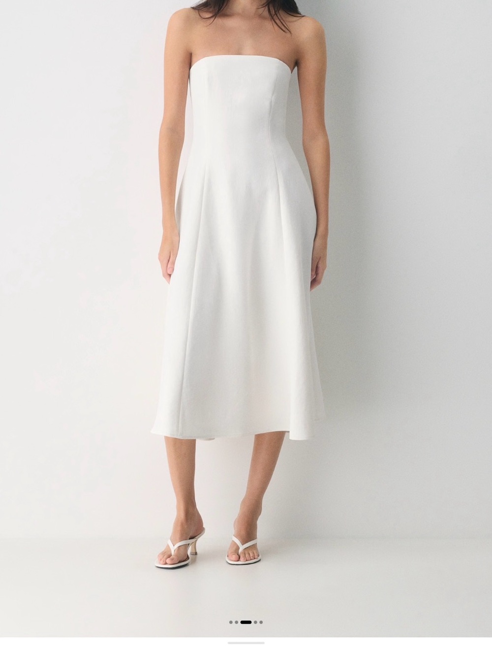 Aritzia Strapless White Midi Wedding Dress